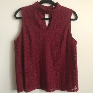 lace tank top with keyhole neck